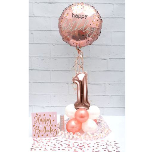 Partydeko-Set zum 1. Geburtstag in Rosegold, Happy Birthday