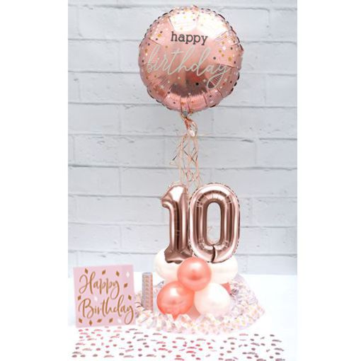 Partydeko-Set zum 10. Geburtstag in Rosegold, Happy Birthday