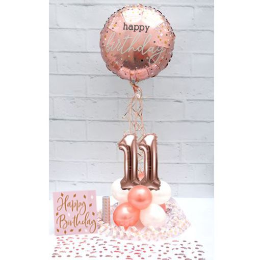 Partydeko-Set zum 11. Geburtstag in Rosegold, Happy Birthday