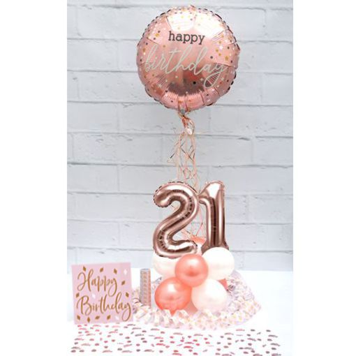 Partydeko-Set zum 21. Geburtstag in Rosegold, Happy Birthday