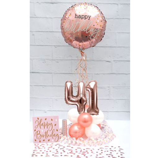 Partydeko-Set zum 41. Geburtstag in Rosegold, Happy Birthday