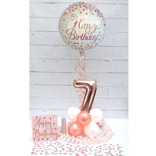 Partydeko-Set zum 7. Geburtstag in Rosegold, Happy Birthday