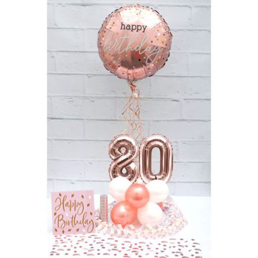 Partydeko-Set zum 80. Geburtstag in Rosegold, Happy Birthday