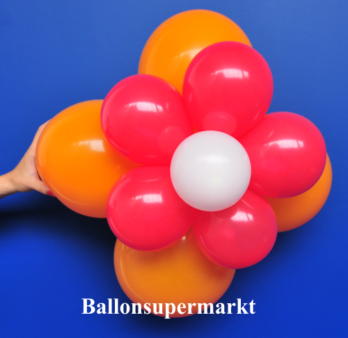 Ballonblume Orange-Rot-Weiß, Blume aus Luftballons