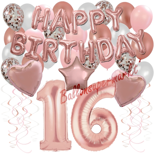 Ballons-und-Dekorations-Set-zum-16.-Geburtstag-Happy-Birthday-Rosegold