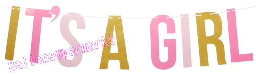 Banner-Its-a-Girl-Dekoration-zu-Geburt-Taufe-Babyparty-Maedchen