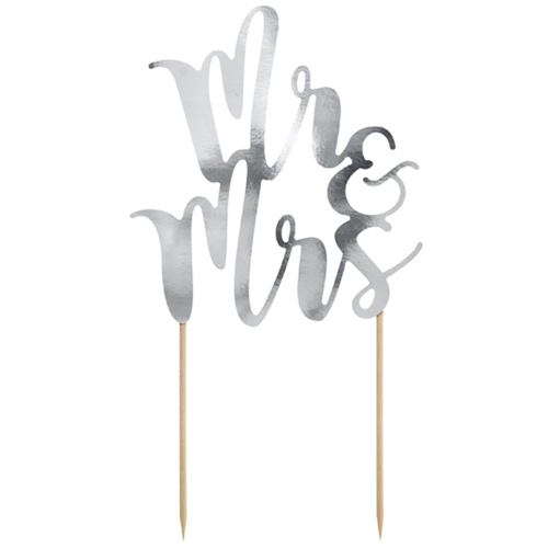 Cake-Topper-Mr-and-Mrs-silber-Kuchendekoration-Tortendeko-Dekoration-zur-Hochzeit