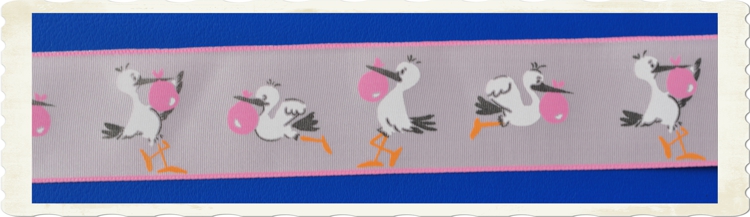 Deko-Stoff-Zierband-Klapperstorch-Rosa-Geburt-Taufe