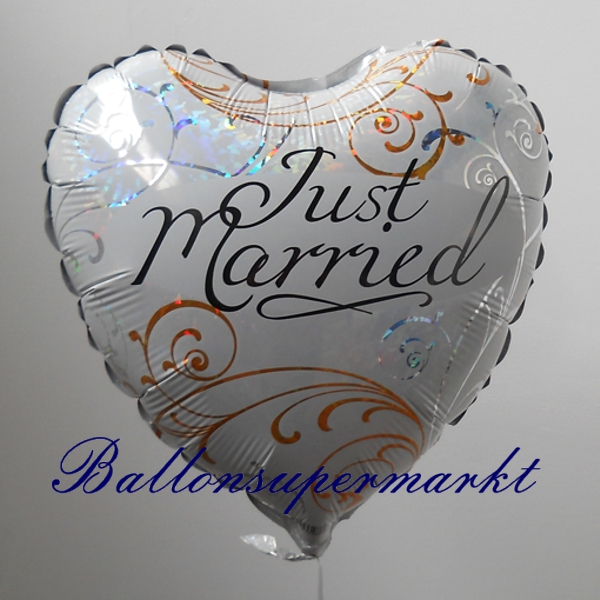 Folienballon-Just-Married-holografisch-zur-Hochzeit-Hochzeitsdekoration-Hochzeitsgeschenk-Luftballon