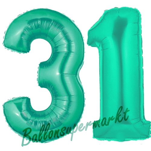 Folienballons-Zahlen-31-Aquamarin-Luftballons-Geschenk-31.-Geburtstag-Jubilaeum-Firmenveranstaltung