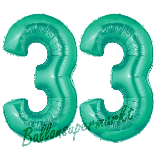 Folienballons-Zahlen-33-Aquamarin-Luftballons-Geschenk-33.-Geburtstag-Jubilaeum-Firmenveranstaltung