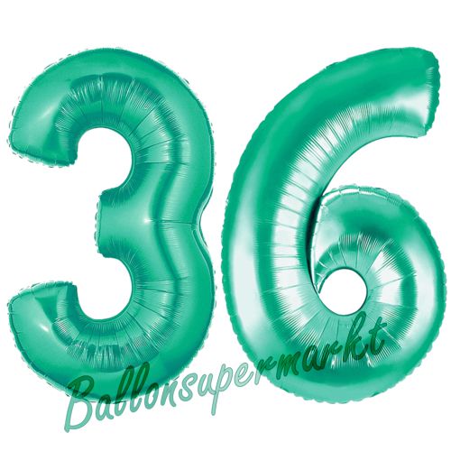 Folienballons-Zahlen-36-Aquamarin-Luftballons-Geschenk-36.-Geburtstag-Jubilaeum-Firmenveranstaltung