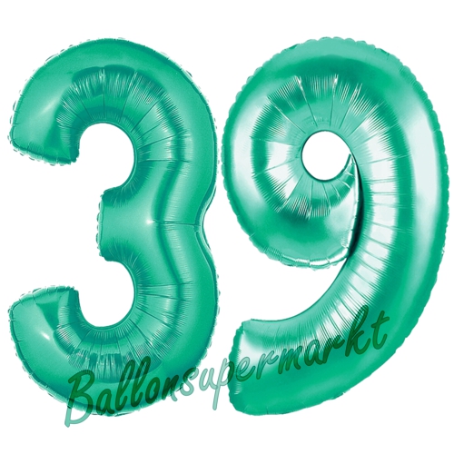 Folienballons-Zahlen-39-Aquamarin-Luftballons-Geschenk-39.-Geburtstag-Jubilaeum-Firmenveranstaltung