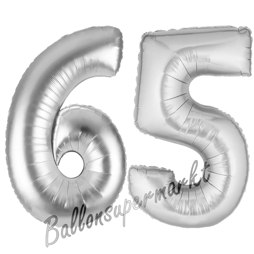 Folienballons-Zahlen-65-Silber-Luftballons-Geschenk-65.-Geburtstag-Jubilaeum-Firmenveranstaltung