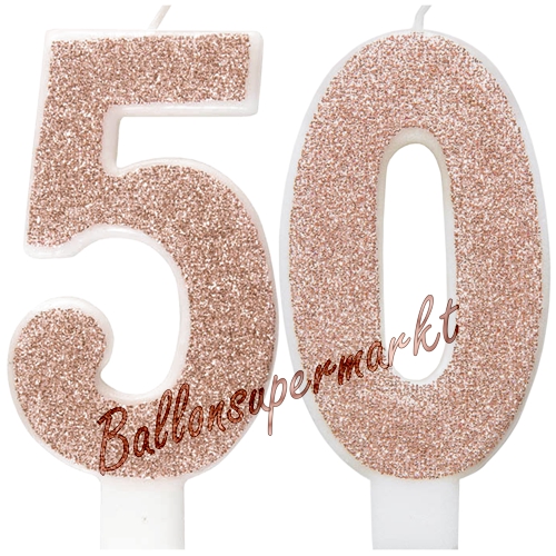 Kerzen-Rosegold-Glitter-Zahl-50-Kerze-zum-50.-Geburtstag-Jubilaeum-Tischdekoration