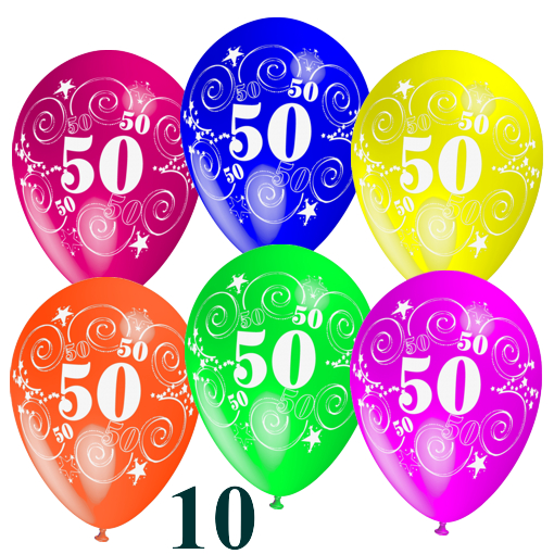 Luftballons-Zahl-50-Latexballons-30cm-zum-50.-Geburtstag-helium-geeignet, 10 Stück