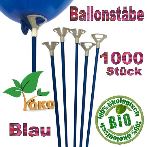 Öko-Ballonstäbe 1000 Stück, blau