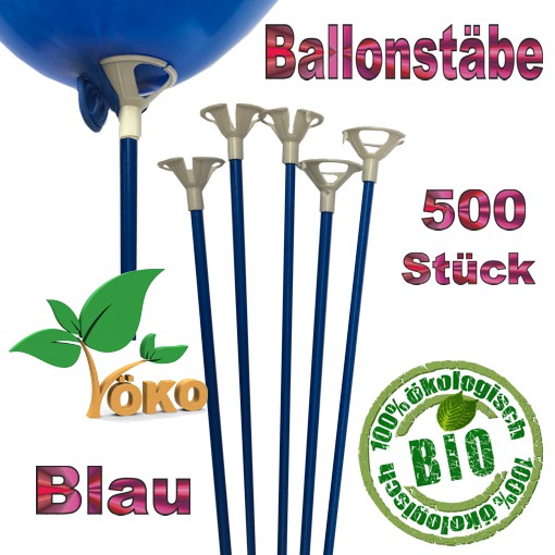 Öko-Ballonstäbe 500 Stück, blau