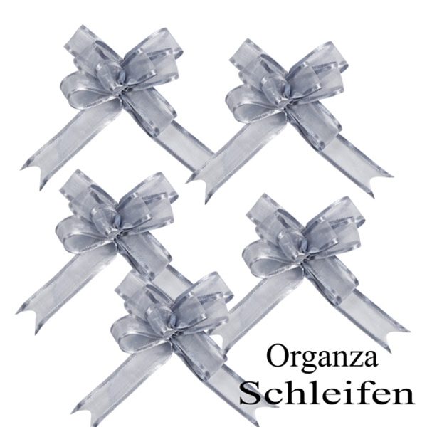 Organza Silber Automatik Ziehschleifen