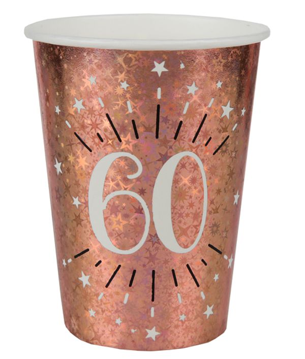 Partybecher-rosegold-sparkling-Zahl-60-Partydekoration-zum-60.-Geburtstag-Tischdeko