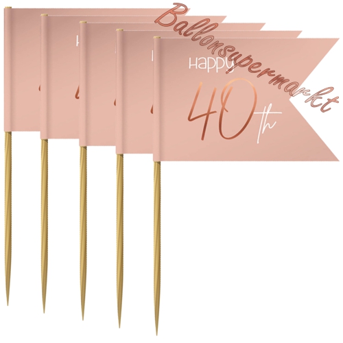 Partypicker-Elegant-Lush-Blush-40-Dekoration-zum-40.-Geburtstag-Partydekoration-Deko-Picks