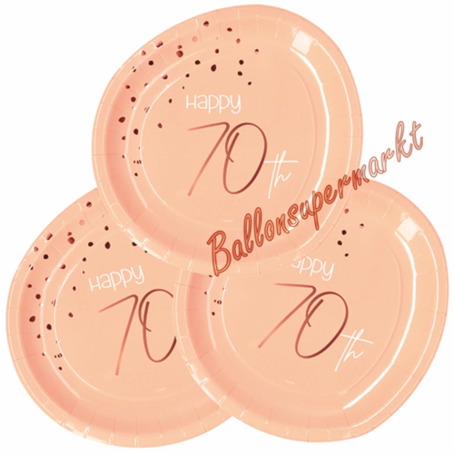 Partyteller-Happy-70th-Elegant-Lush-Blush-Tischdekoration-zum-70.-Geburtstag-Partydekoration