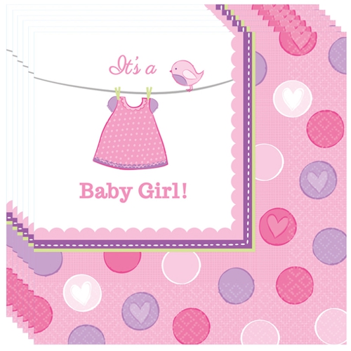 Servietten-Shower-with-Love-Girl-Tischdekoration-Babyparty-Maedchen