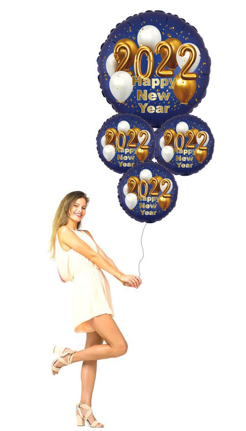 Silvester-Partydeko-und-Geschenk-Bouquet-Happy-New-Year-Luftballons-satin-de-luxe-blau