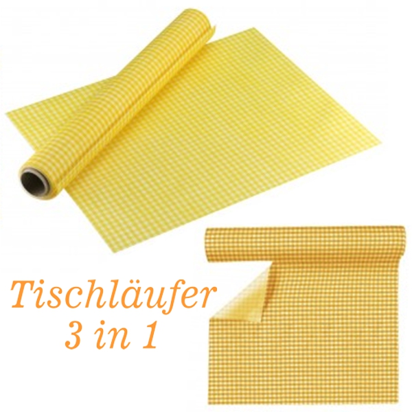 Tischlaeufer-3in1-Gelb-Tischsets-Partydekoration