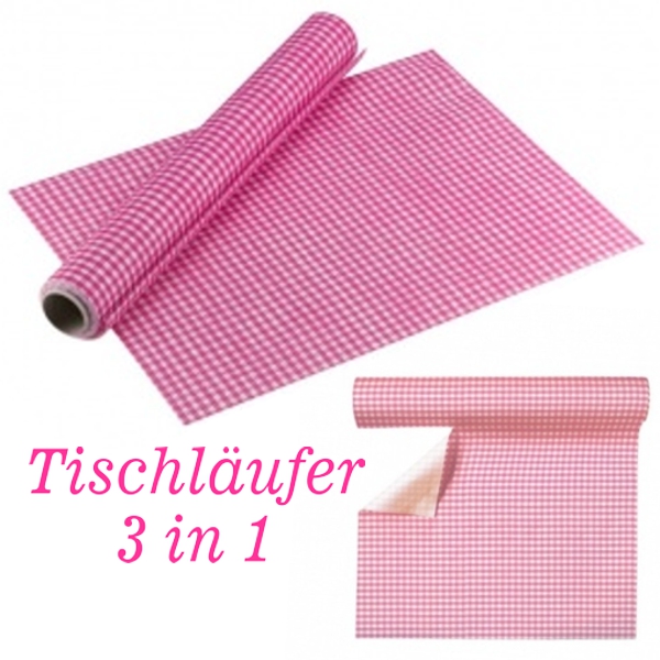 Tischlaeufer-3in1-Rosa-Tischsets-Partydekoration