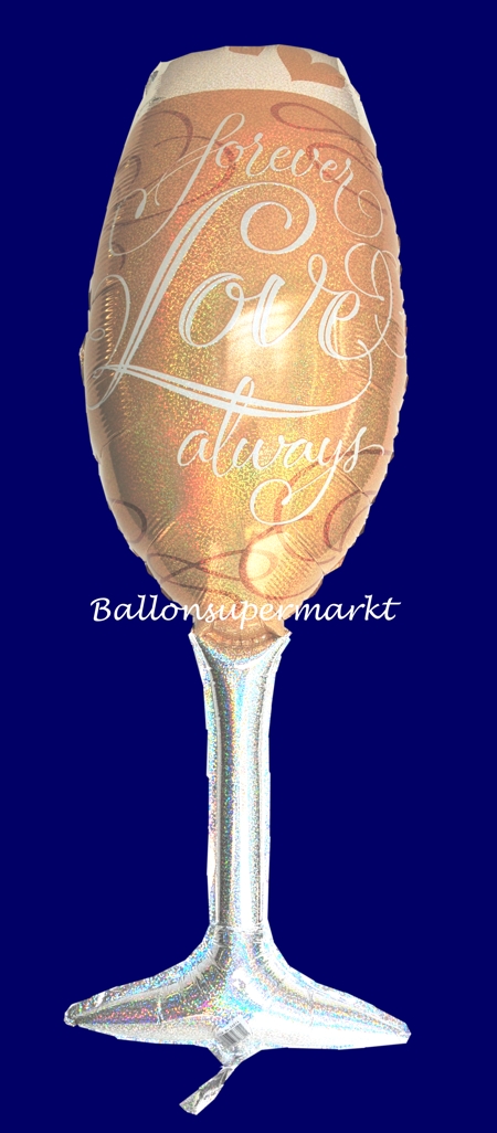 Luftballon aus Folie zur Hochzeit, forever love always, champagnerglas