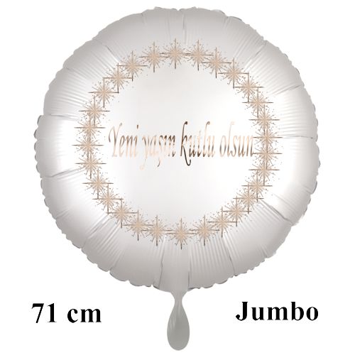 Grosser-yeni-yasin-kutlu-olsun-rund-Luftballon-71-cm-satin-weiss-mit-Helium