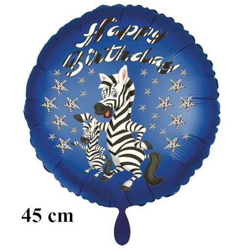 Happy Birthday Zebra Luftballon mit Helium zum Kindergeburtstag