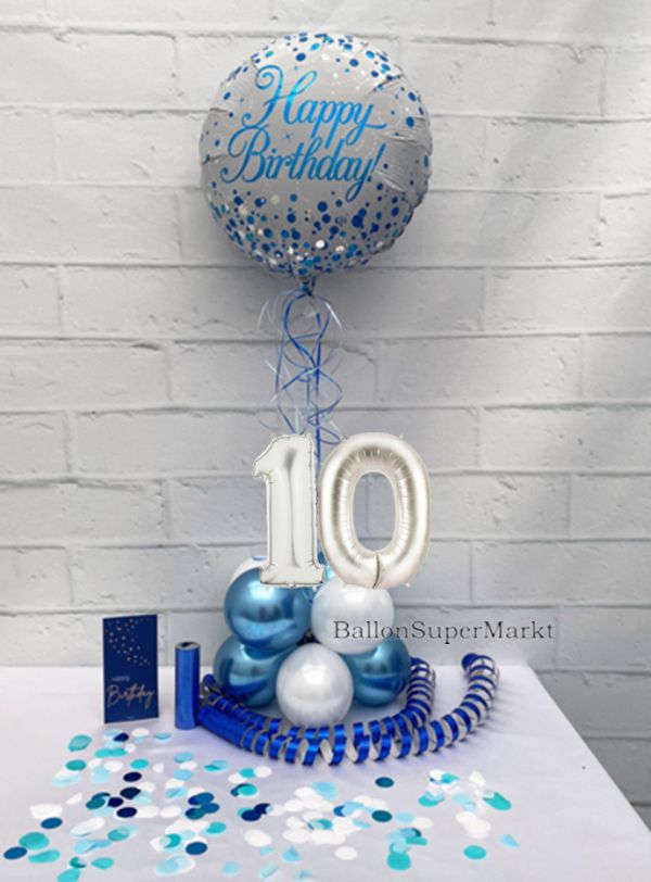 Partydeko-Set zum 10. Geburtstag in Rosegold, Happy Birthday