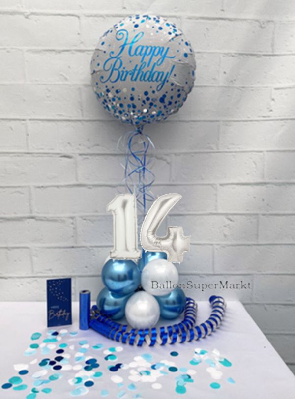 Partydeko-Set zum 14. Geburtstag in Rosegold, Happy Birthday