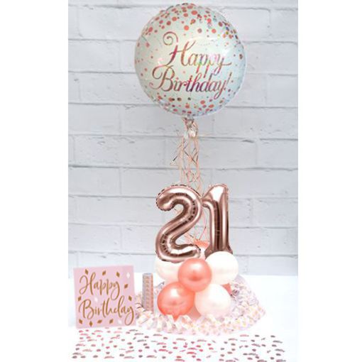 Partydeko-Set zum 21. Geburtstag in Rosegold, Happy Birthday