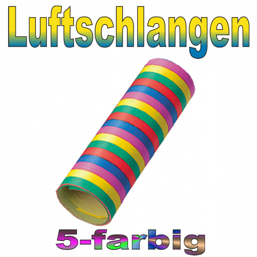 5-farbig gestreifte Luftschlangen 18 Rollen x 4,8 mm