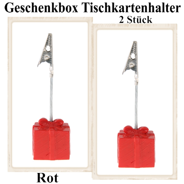 Tischkartenhalter Rot, Geschenk mit Schleife