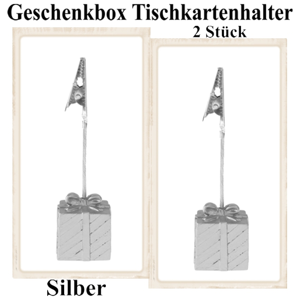 Tischkartenhalter Silber, Geschenk mit Schleife