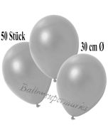 Deko-Luftballons Metallic Silber, 50 Stück