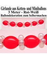 Ballongirlande zum Selbermachen - Kettenballons und Miniballons Rot-Weiß, 3 Meter