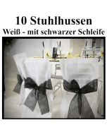 Stuhlhussen, Weiß, mit schwarzer Schleife, 10 Stück