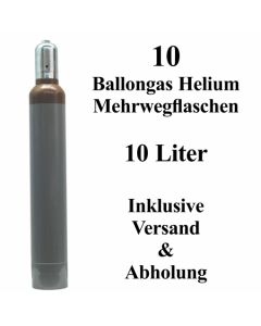 10 Ballongas Helium 10 Liter, 14 Tage Verleih, Mehrwegflaschen