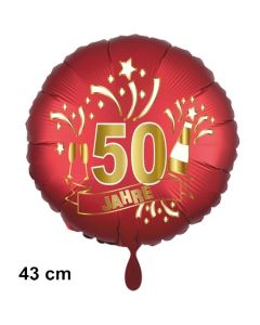 Luftballon aus Folie zum 50. Jahrestag und Jubiläum, 43 cm, rot,  inklusive Helium