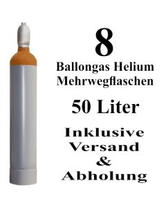 8 Ballongas Helium 50 Liter Mehrwegflaschen