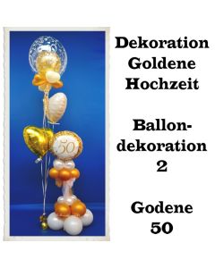 Ballondekoration Goldene Hochzeit 2, 50. Jubiläum, Goldene 50