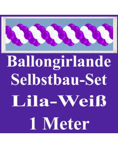 Girlande aus Luftballons, Ballongirlande Selbstbau-Set, Lila-Weiß, 1 Meter