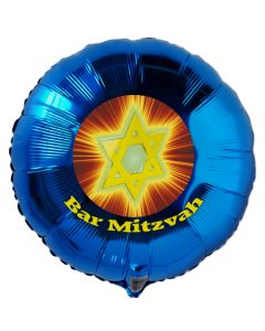 Bar Mitzvah Rundballon mit Judenstern, Luftballon aus Folie mit Helium-Ballongas