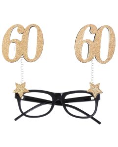 Party-Brille zum 60. Geburtstag, Gold Glitter