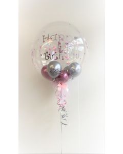 Bubbles Luftballon mit Beschriftung Pink-Silber